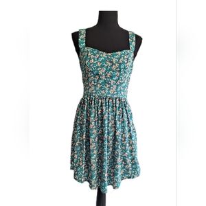 Oneill Floral Dress, Size 5, Teal Green